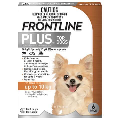 Frontline Plus for Small Dogs up to 10 kgs - 6 Pack - Orange - Flea & Tick Contr