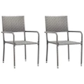 Outdoor Dining Chairs 2 pcs Poly Rattan Grey vidaXL