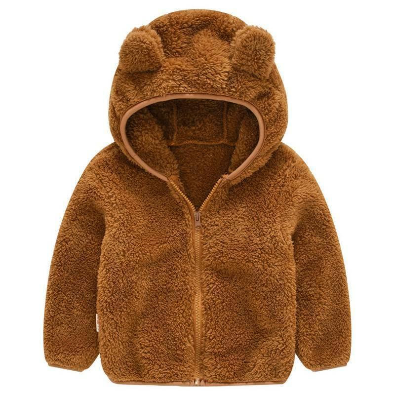 GoodGoods Kids Teddy Bear Fluffy Fleece Warm Coat Hoodie Outwear(Brown,3-4 Years)