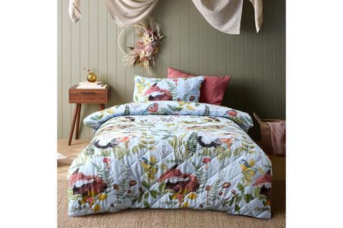 Ironbark Printed Cotton Quilted Quilt Cover Set - Single
