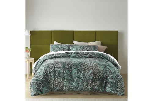Palm Leopard Digital Printed Cotton Quilt Cover Set (Green) - Queen