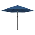 Outdoor Parasol with LED Lights and Steel Pole 300 cm Azure vidaXL