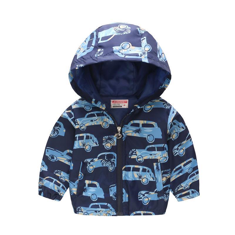 Vicanber Kids Baby Unisex Printed Hooded Coat Long Sleeve Jacket Zipper Hoodies Casual Outwear(Blue Car,2-3 Years)