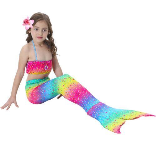 Vicanber Girls Mermaid Tail Bikini Set Swimming Swimwear Costume(Rainbow,10-11 Years)