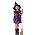 Vicanber Kids Girl Halloween Witches Hat Costumes Witch Outfits Cosplay Party Fancy Dress (Purple,6~7 Years)