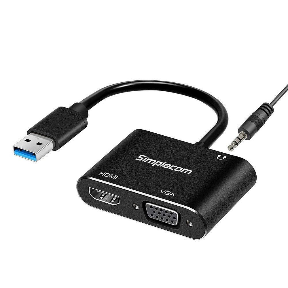 Simplecom USB to HDMI + VGA Video Card Adapter [DA316A]