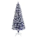 Artificial Pre-lit Christmas Tree White&Blue 180 cm Fibre Optic vidaXL