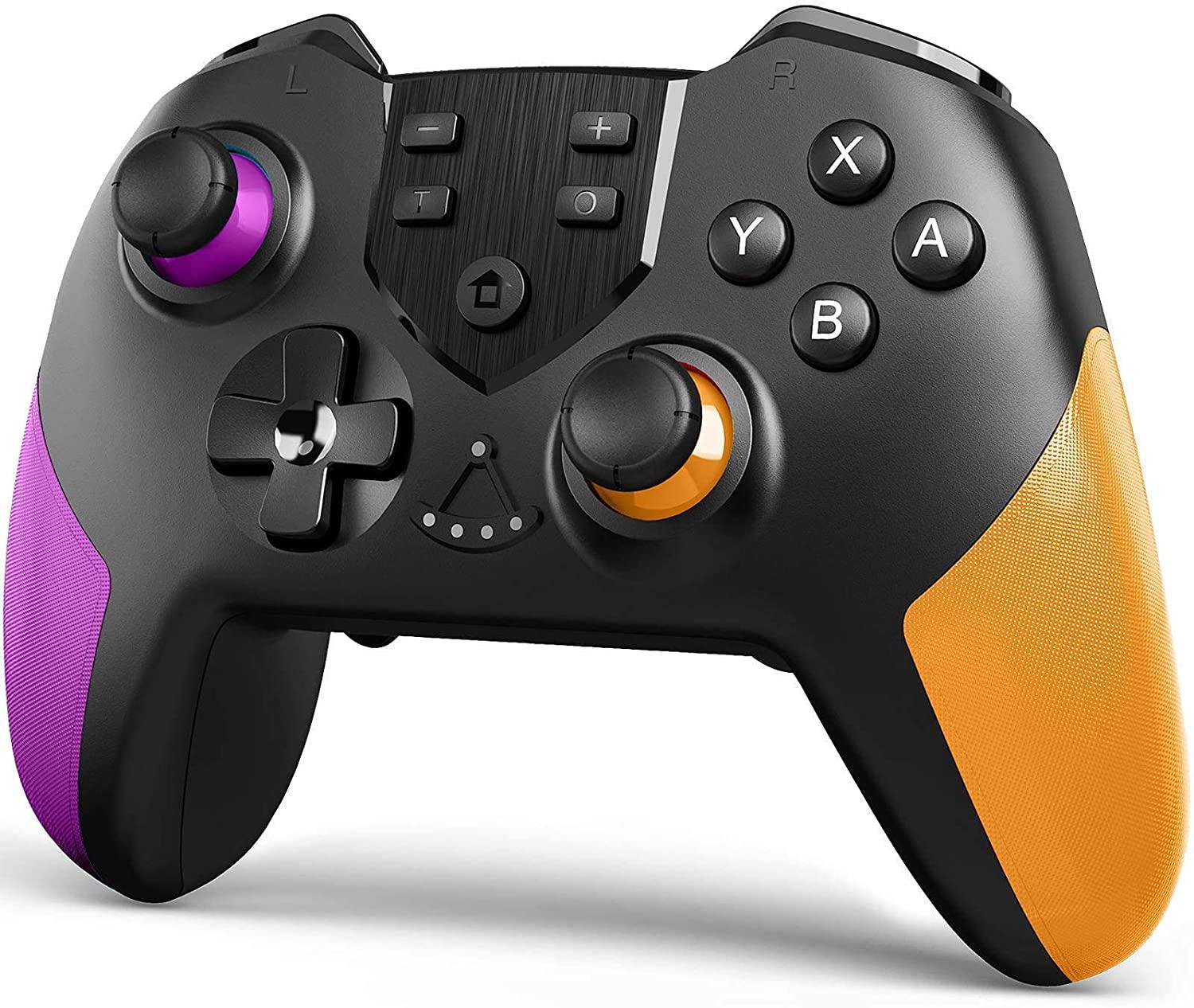 Wireless Gaming Controller for Switch, Switch Lite – Gamepad with Button Programming Mode – Turbo and Vibration Function – Enhanced Precision and Control( Purple & Yellow )