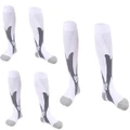 Adore 3 Pairs Sport Compression Socks Knee-Length for Nurse Edema Diabetic Sports Socks-White, S/M