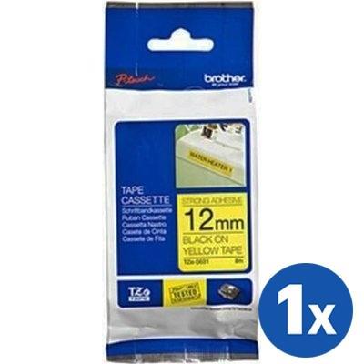 Brother TZe-S631 TZeS631 Original 12mm Black Text on Yellow Strong Adhesive Laminated Tape - 8 metres