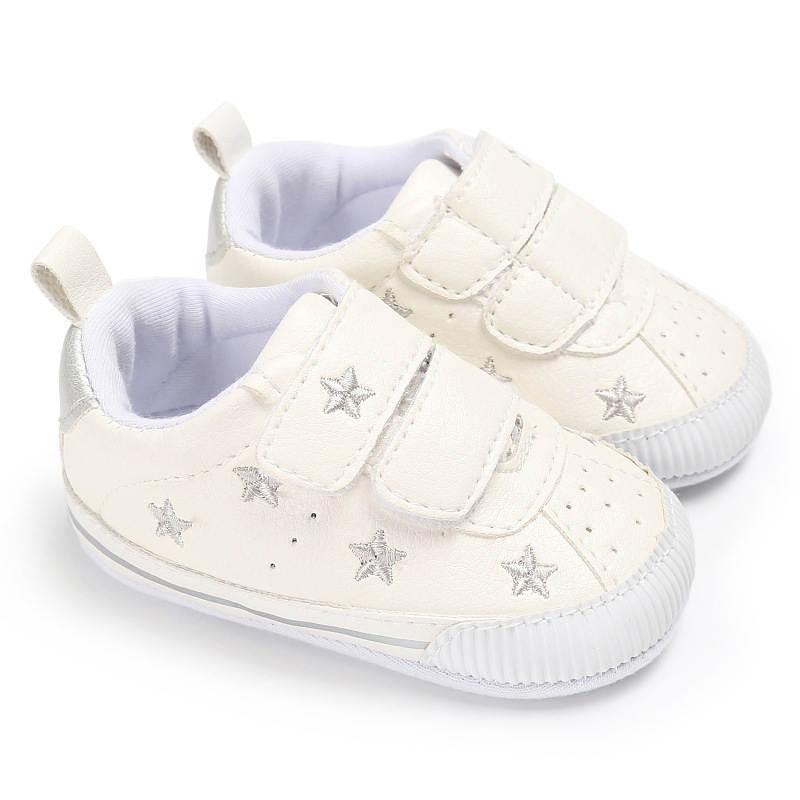 StrapsCo Baby Boys Girls Shoes Non-slip Velcro Sneakers Toddler First Walkers Shoes (StarSilver, 11)