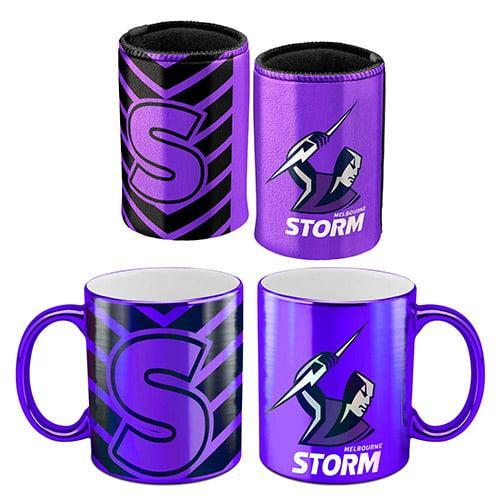 Melbourne Storm NRL Metallic Can Cooler and Coffee Mug Cup Gift Pack