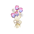 Colorful Zircon Cute Bow Pearl Brooches