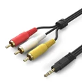 Premium JSJ 3.5mm AUX Straight Plug to 3 RCA Male Adapter Cable M/M Cord Gold Plated For Stereo Audio Video AV DVD Player HDTV HD Camcorder