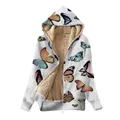 Strapsco Womens Hooded Zipper Cardigan Warm Sherpa Jacket (White Printing, 2XL)