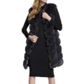 Strapsco Womens Waistcoat Faux Fur Sleeveless Jacket (Black, M)