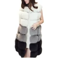 Strapsco Womens Waistcoat Faux Fur Sleeveless Jacket (White Grey and Black, S)