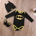 GoodGoods Newborn Baby Boys Girls Batman Romper Jumpsuit Clothes Shoes Hat Outfit Set(Long Sleeve, 0-6Months)