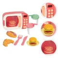 Microwave Kitchen Playset Microwave Kitchen Pretend Play Toys with Electronic Oven with Pretend Play Cut Play Learning Gift for Kids Toddlers