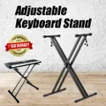 Adjustable Keyboard Stand Piano Music Heavy Duty Double Brace Folding - 99x42cm