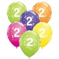 2nd Birthday Stars Printed Tropical Assorted Latex Balloons 25 Pack