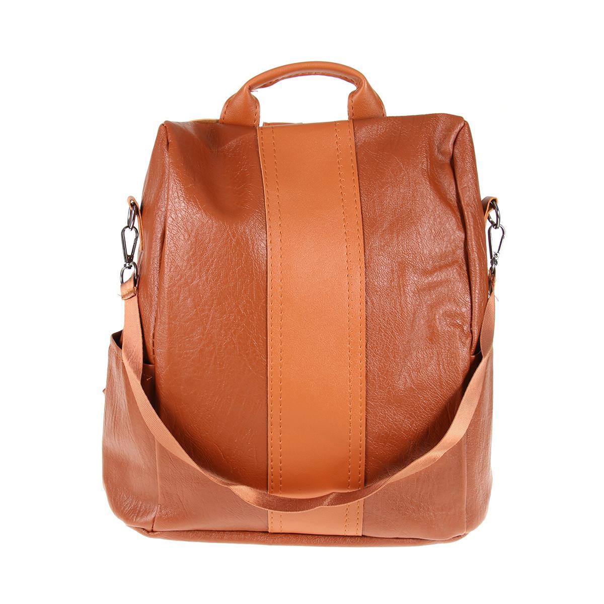 Women Backpack Brown Casual Multi-function Leather Shoulder Bag Large Capacity School Bag with Handle for Women Girls