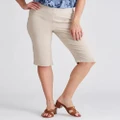 MILLERS - Womens Pants - Beige Summer Capri - Cropped Slim Leg Fashion Trousers - Stone - Mid Waist - Elastane - Bengaline - Work Clothes Office Wear