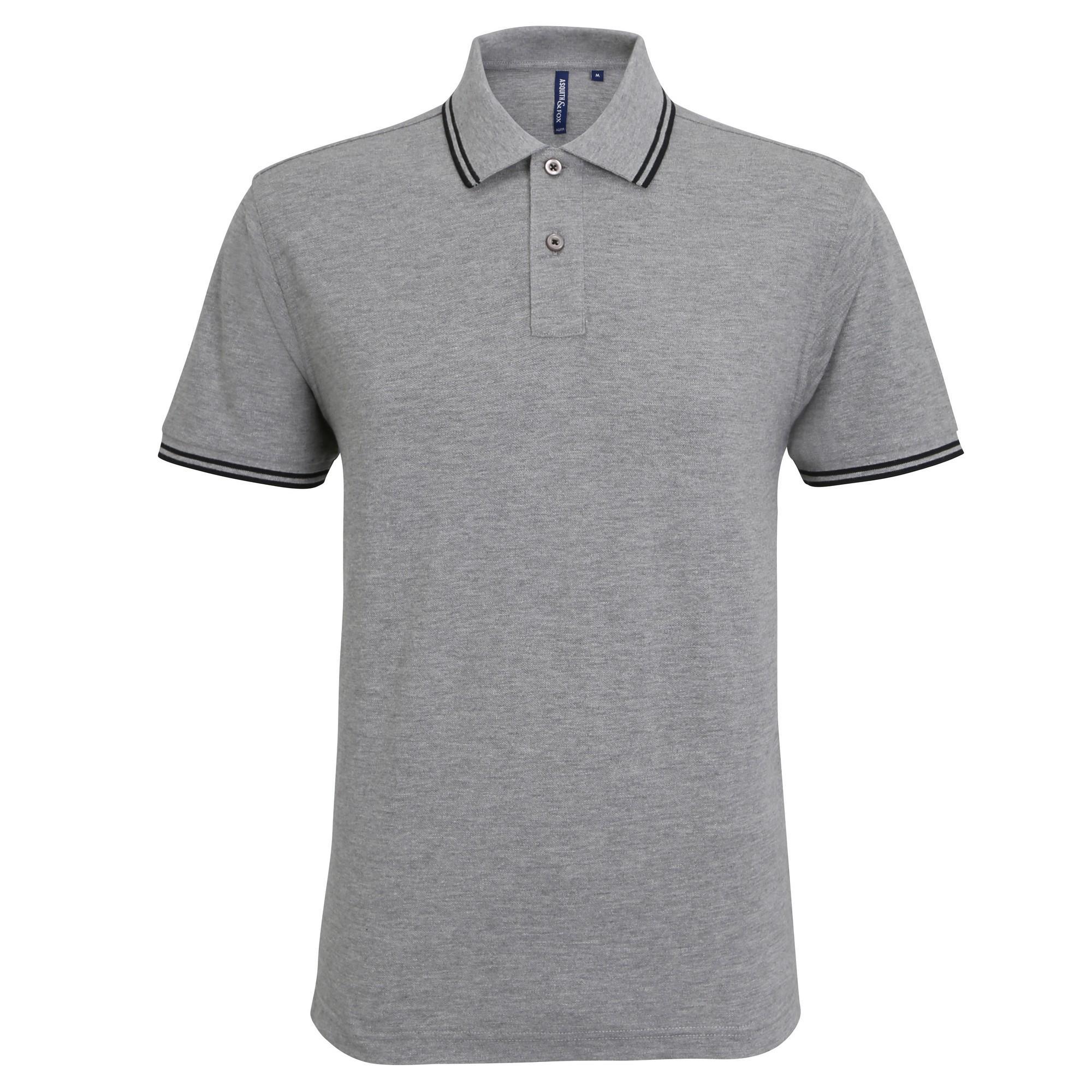 Asquith & Fox Mens Classic Fit Tipped Polo Shirt (Heather Grey/Black) (M)