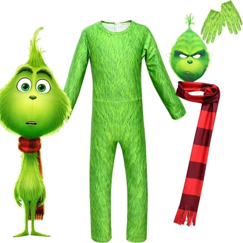 GoodGoods Kids Boys The Grinch Cosplay Costume Fancy Dress Xmas Party Jumpsuit Romper Set (5 - 7 Years)