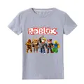 Vicanber Kids Boys Roblox Print Short Sleeve T-shirt Top Casual Summer Blouse Tee(11-12 Years,Gray)