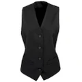 Premier Womens/Ladies Lined Polyester Waistcoat / Bar Wear / Catering (Black) (2XL)