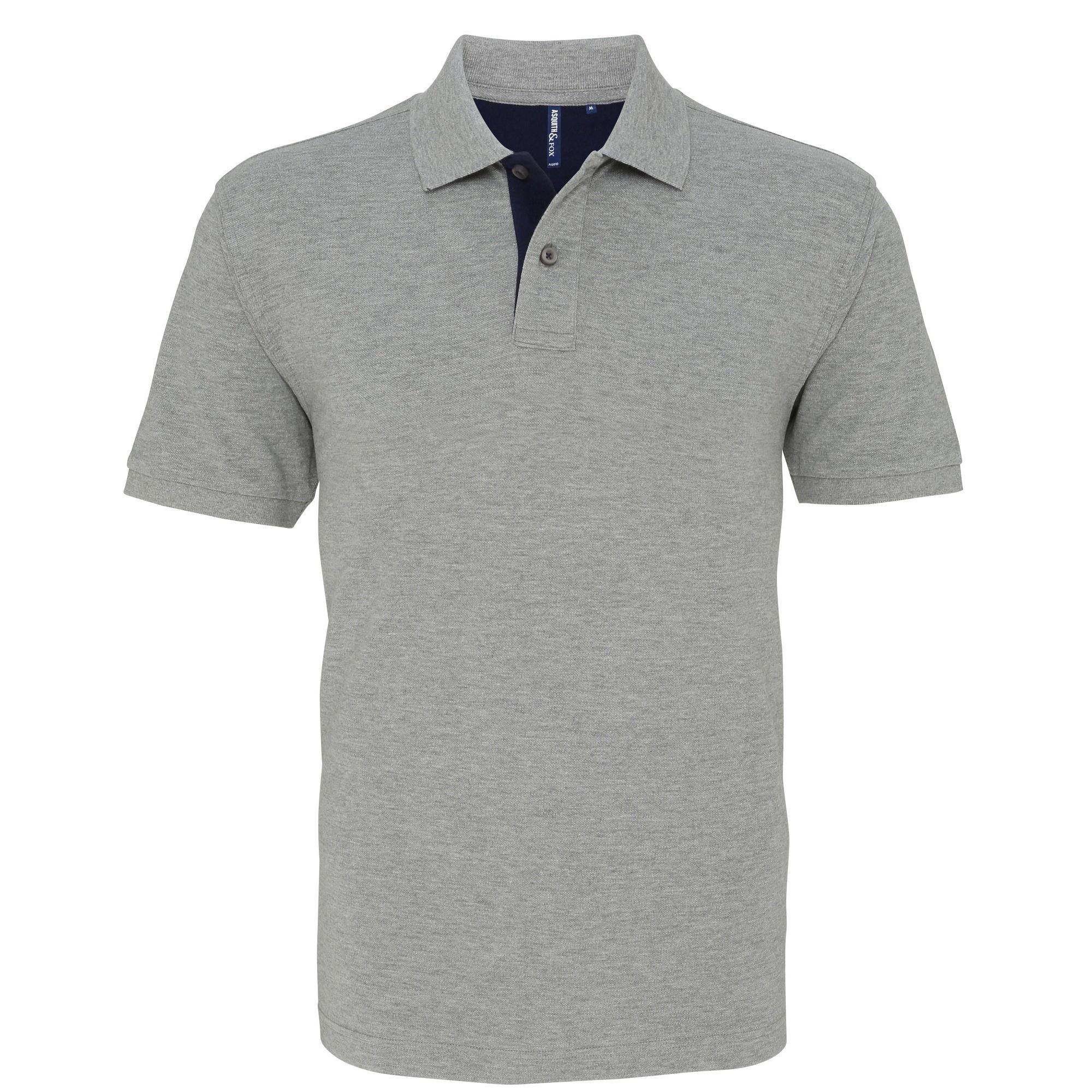 Asquith & Fox Mens Classic Fit Contrast Polo Shirt (Heather/ Navy) (M)