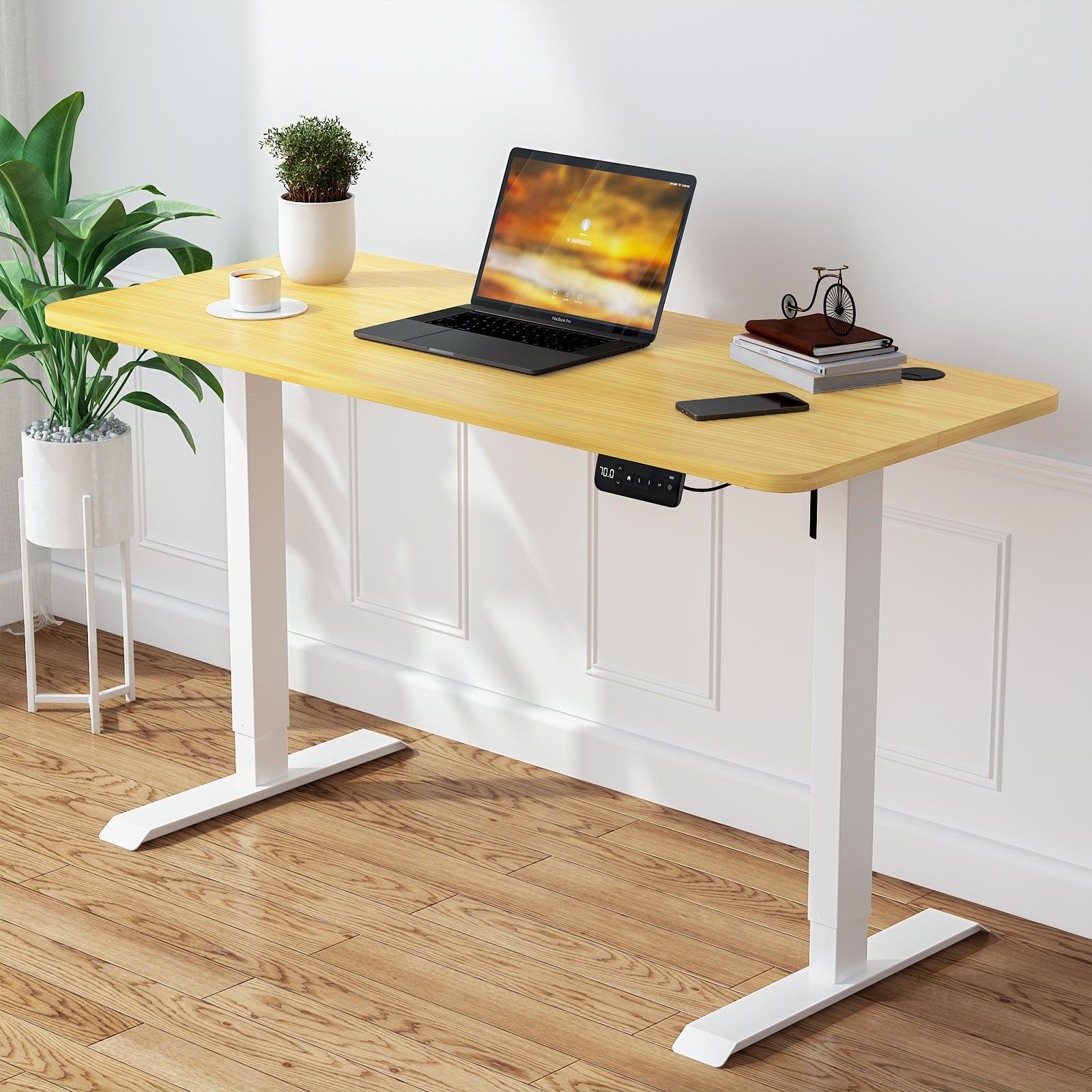 Adjustable Height Electric Standing Desk Oak Color