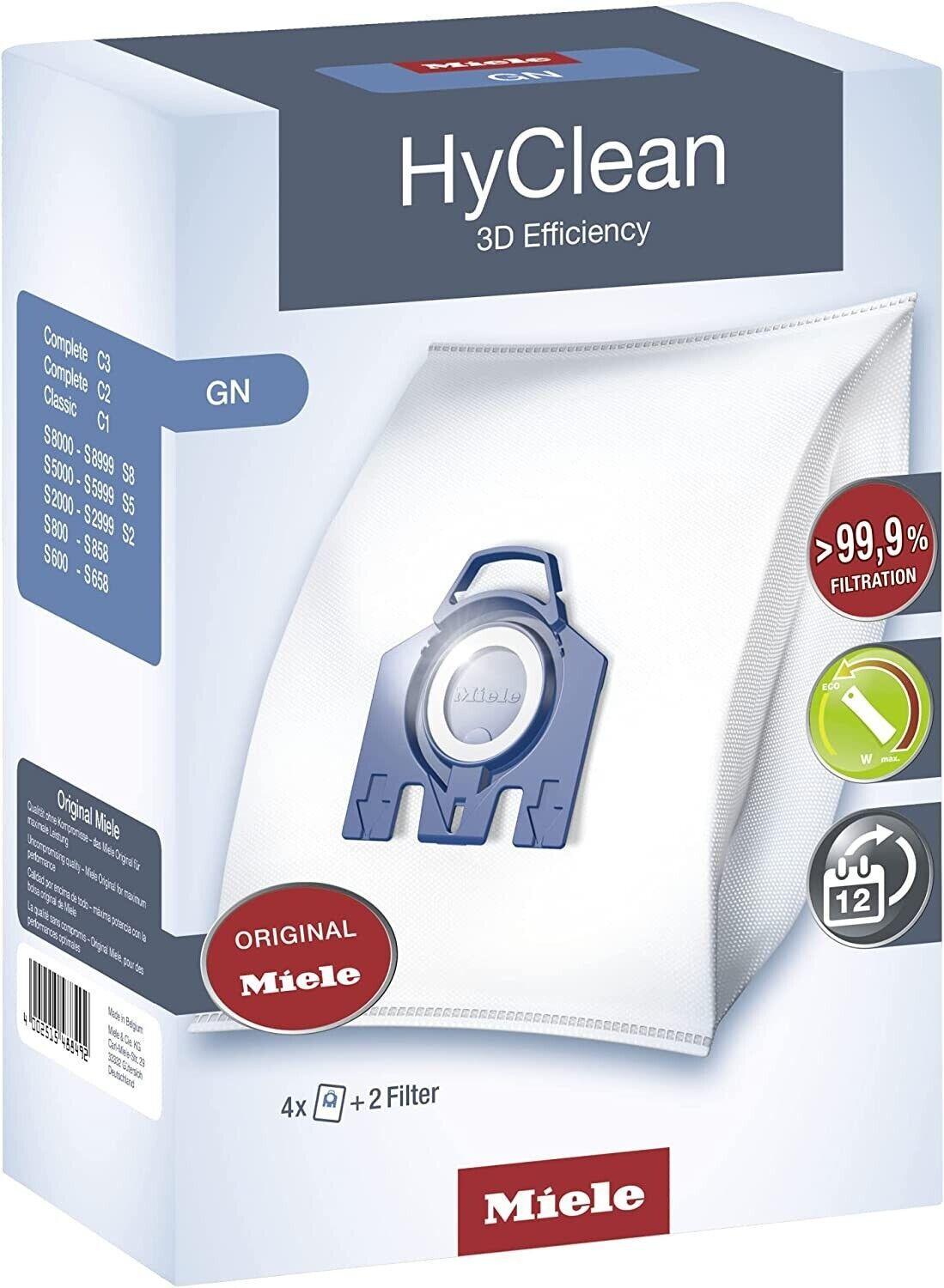 Pack of 4 Efficiency GN Dustbags White Miele 09917730-Hyclean 3D