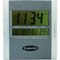 Carven Digital Clock 210mm Temperature Date Silver Grey