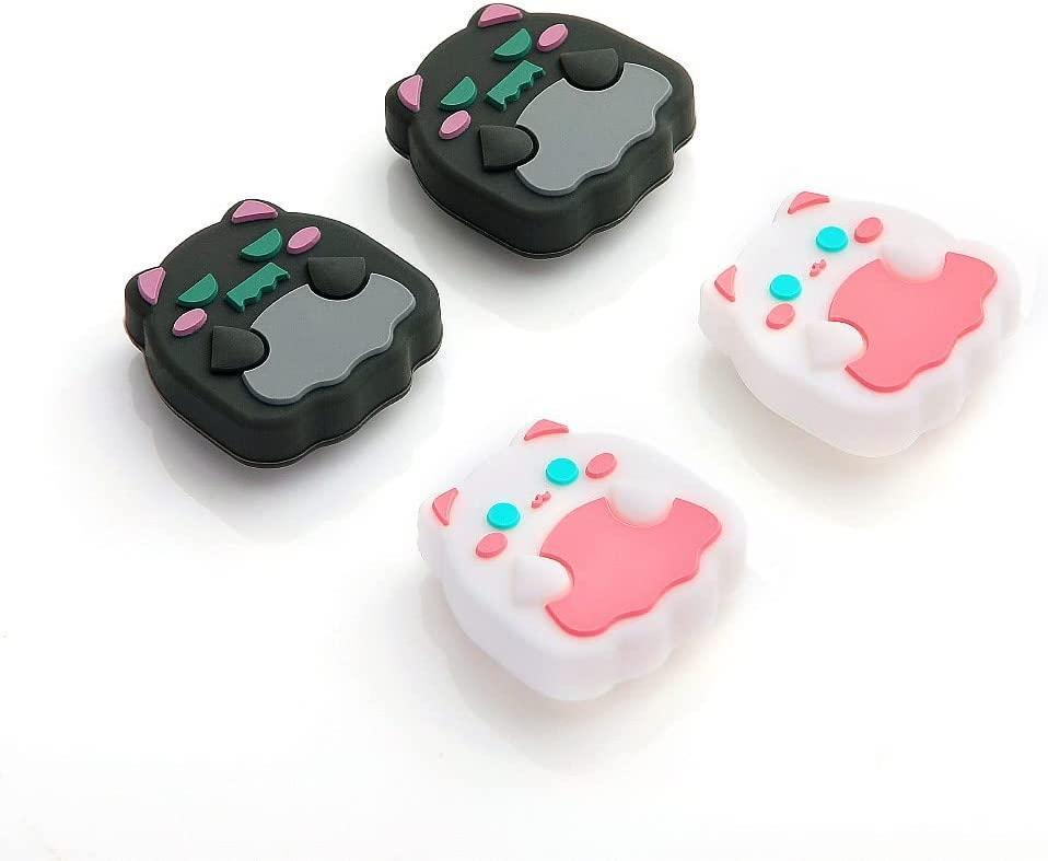 4PCS FunMax 3D Cute Ghost Cat Silicone Joycon Thumb Grip Caps Joystick Cover For Nintendo Switch / OLED / Switch Lite