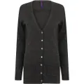 Henbury Ladies/Womens V-Neck Button Fine Knit Cardigan (Grey Marl) (XS)