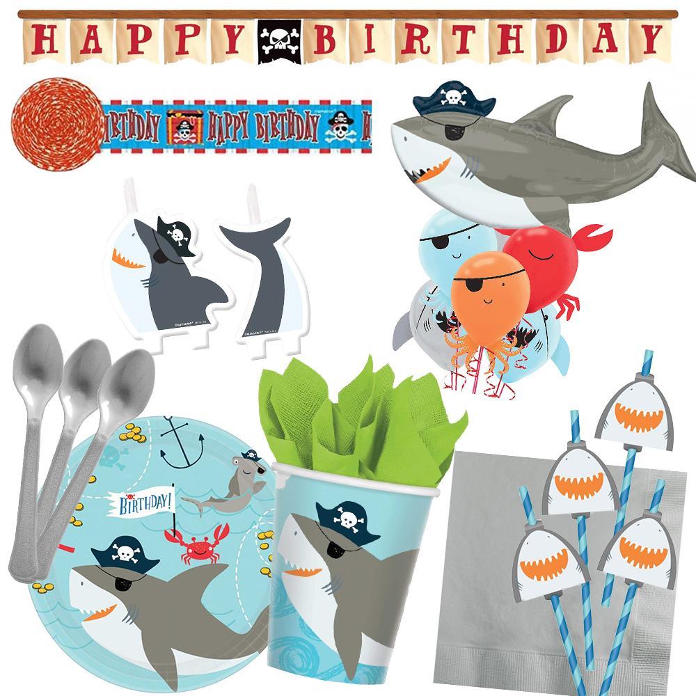 Shark Ahoy Pirate 18 Guest Tableware Party Pack