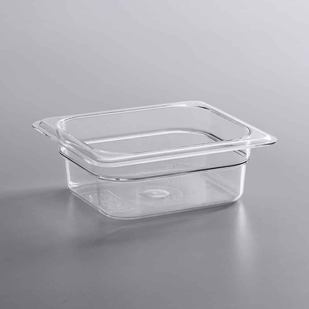 KH 1/6 Size Clear Food Pan Polycarbonate PC - 1/6 X 100mm CLEAR