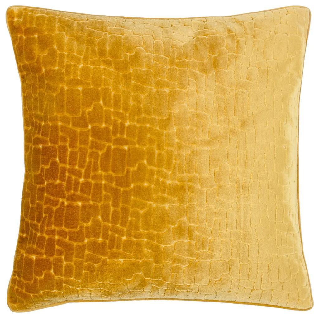Paoletti Bloomsbury Velvet Cushion Cover (Mustard) (50cm x 50cm)