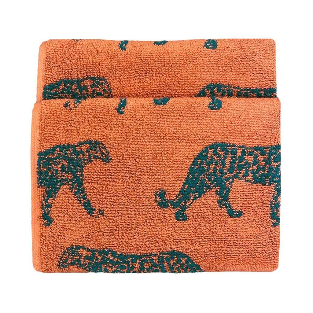 Furn Leopard Jacquard Hand Towel (Orange/Blue) (85cm x 50cm)