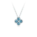 Blossom Designer Flower Necklace with Aquamarine Swarovski Crystals WGP Pendant