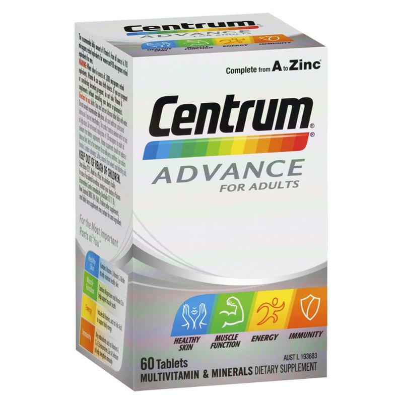 CENTRUM ADVANCE MULTIVITAMINS FOR ADULTS IMMUNITY VITAMIN A TO ZINC 60 TABLETS