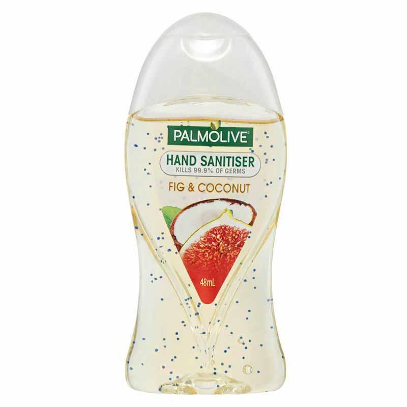 PALMOLIVE NON-STICKY HAND SANITISER FIG AND COCONUT RINSE FREE FRESH CLEAN 48mL