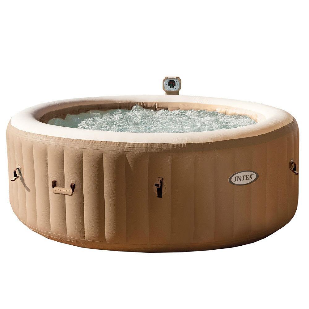 Intex 196cm Inflatable PureSpa Bubble 4 Person Outdoor Hot Tub/Pool Beige