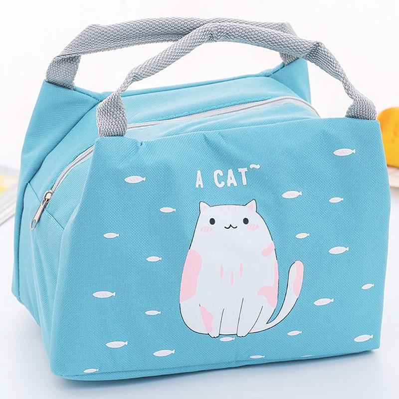 Vicanber Kid Cute Portable Insulated Lunch Bag Picnic Travel Tote(Cat)