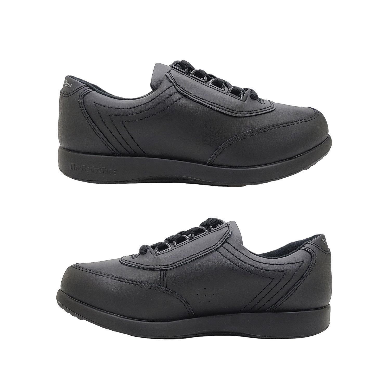 Hush Puppies Classic Walker Ladies Shoes Leather Lace Up Wide Fit Comfort Shoe Black 7