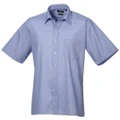 Premier Mens Short Sleeve Formal Poplin Plain Work Shirt (Mid Blue) (21)