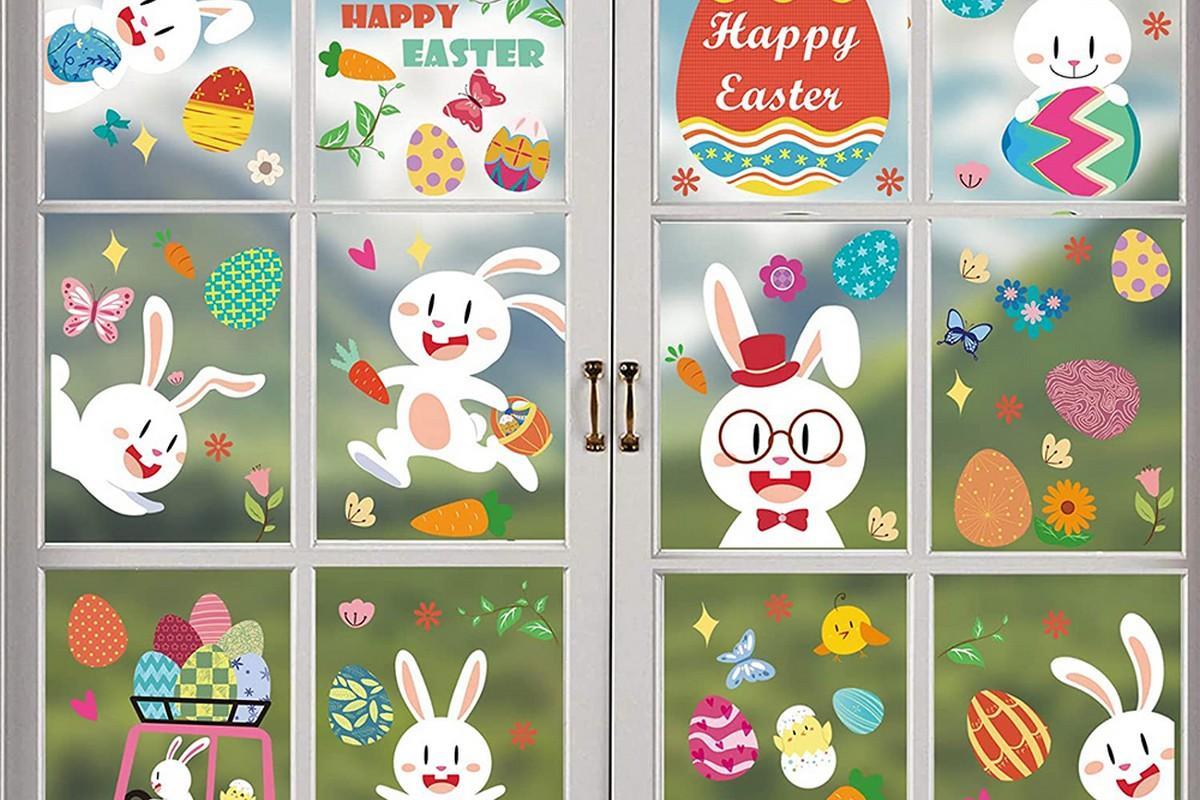 Easter Bunny Window Cling Stickers -Glasses Rabbit