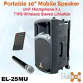E-Lektron EL25-MU UHF 10" inch Bluetooth Wireless linkable Portable Compact PA Speaker Sound System Recoding incl.1 Mic for Sports Coach Speech Singing